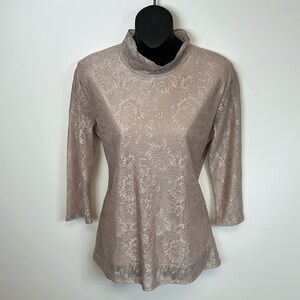 Luna Rae Blush Pink Long Sleeved Lace Top Size Small